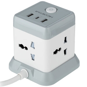 چندراهی مکعبی برق وشارژر دیواری 4 سوکت و 2 یو اس بی و 1 تایپ سی هایکو استار