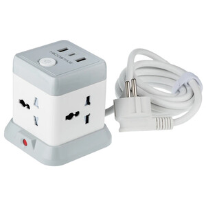 خرید چندراهی مکعبی برق وشارژر دیواری 4 سوکت و 2 یو اس بی و 1 تایپ سی هایکو استار