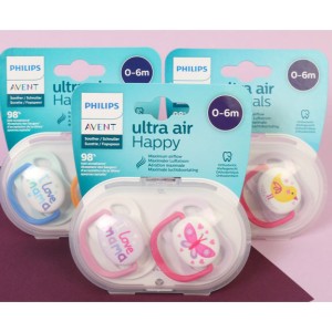 پستانک ارتودنسی دو عددی نوزادی 6-0 ماه مدل ultra air فیلیپس اونت philips avent