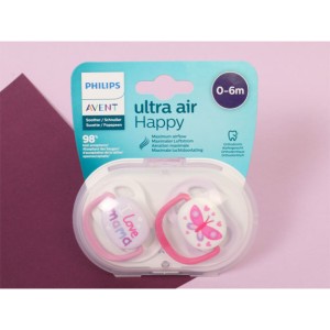 پستانک ارتودنسی دو عددی نوزادی 6-0 ماه مدل ultra air فیلیپس اونت philips avent
