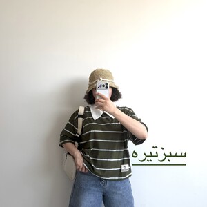 تیشرت یقه دار باکسی کد 6076