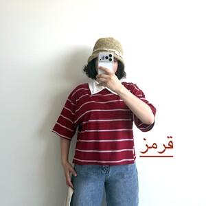 تیشرت یقه دار باکسی کد 6076