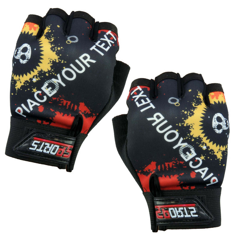 دستکش دوچرخه سواری نیمه انگشتی مدل اسکلتی کد 1662 سایز L