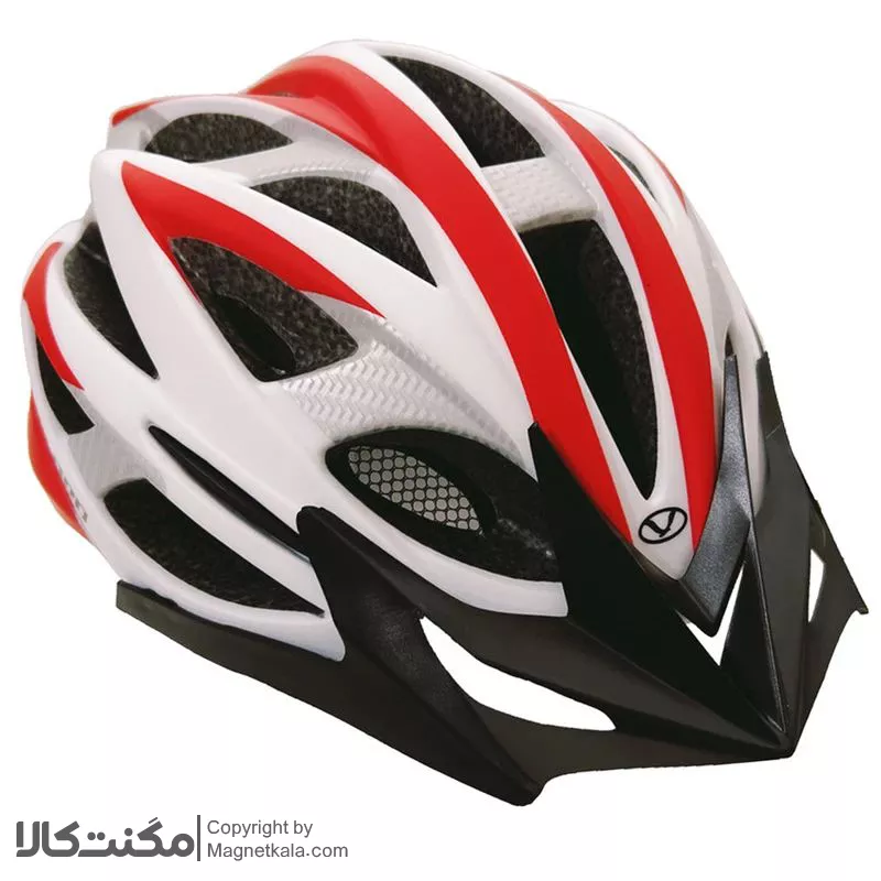 کلاه دوچرخه سواری اورلود سفید قرمز کربنی کد 1738