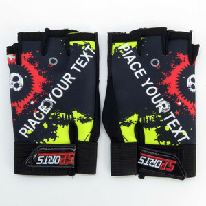 دستکش دوچرخه سواری نیمه انگشتی مدل اسکلتی کد 1662 سایز L