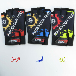 دستکش دوچرخه سواری نیمه انگشتی مدل اسکلتی کد 1662 سایز L