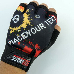 دستکش دوچرخه سواری نیمه انگشتی مدل اسکلتی کد 1662 سایز L