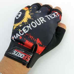 دستکش دوچرخه سواری نیمه انگشتی مدل اسکلتی کد 1662 سایز L