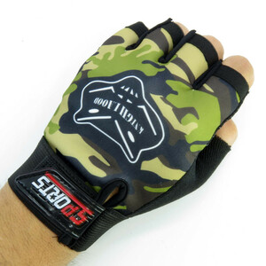 دستکش دوچرخه سواری مدل نیمه انگشتی طرح چریکی کد 1664 سایز L