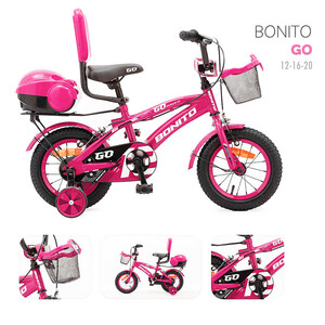 دوچرخه کودک شهری بونیتو مدل GO کد 1732 صورتی سایز طوقه 12 اینچ