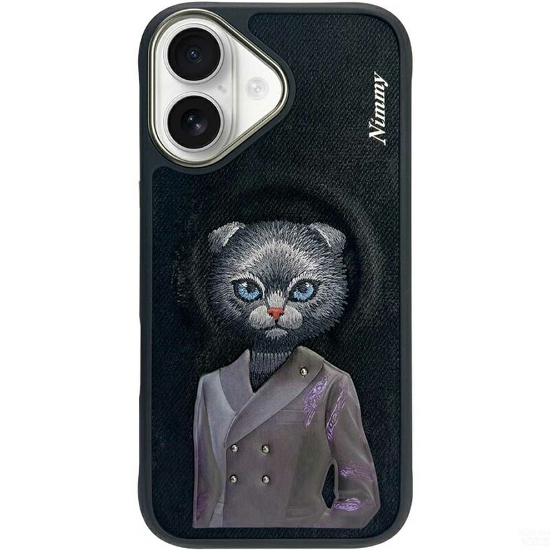 قاب محافظ گوشی آیفون 16 طرح گربه با اکسسوری واقعی نیمی Fashion