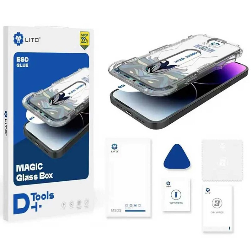 گلس آیفون 15 پرو لیتو با کیت نصب