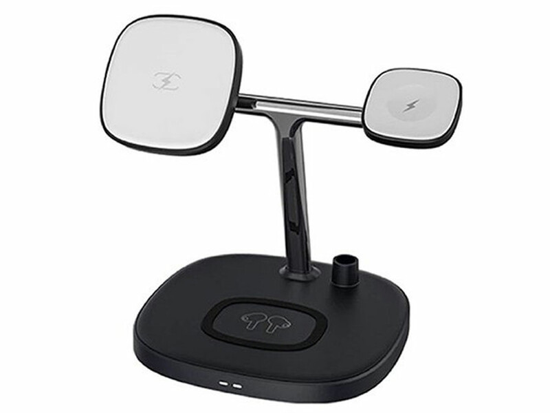 شارژر وایرلس رومیزی چهارکاره 15 وات گوشی آیفون، اپل واچ، قلم لمسی و ایرپاد ویوو M8