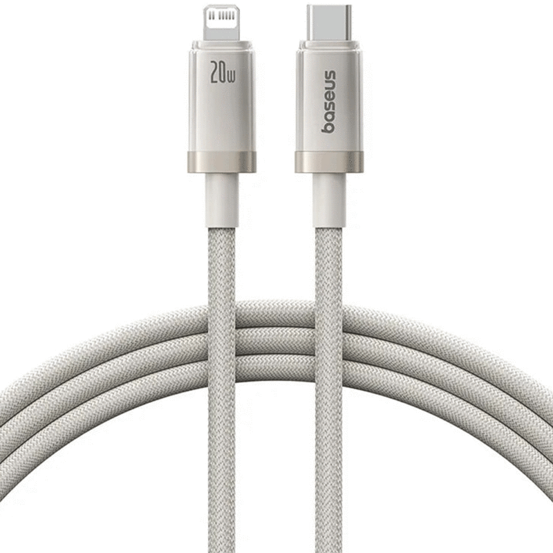 کابل Type-c به لایتنینگ 20 وات 3 آمپر یک متری بیسوس P10378101G21-00