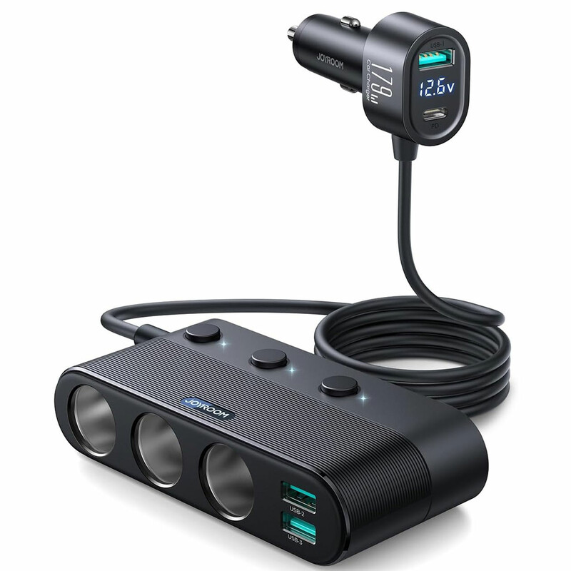 شارژر فندکی فست شارژ ماشین 179 وات تایپ‌سی و یو‌اس‌بی جویرم JR-CCL01