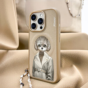 فروش قاب مغناطیسی گوشی آیفون 16  طرح سگ گلدوزی شده نیمی