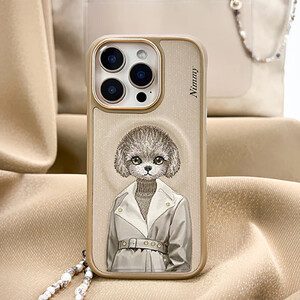 کیفیت قاب مغناطیسی گوشی آیفون 16  طرح سگ گلدوزی شده نیمی