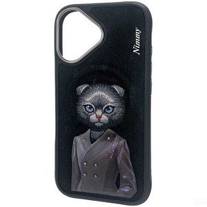 قاب محافظ گوشی آیفون 16 طرح گربه با اکسسوری واقعی نیمی Fashion