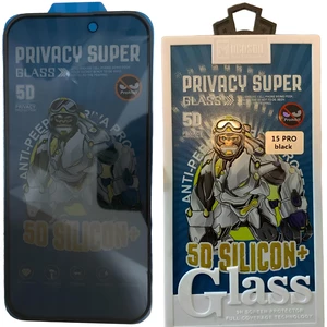 خرید محافظ حریم شخصی پنج بعدی با حاشیه سیلیکونی نازک و خمیده آیفون 15پرو موکوسون