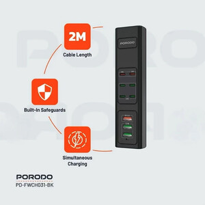قیمت شارژر رومیزی 9 پورت 85 وات پورودو PD-FWCH031-BK