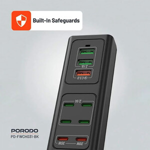بهترین شارژر رومیزی 9 پورت 85 وات پورودو PD-FWCH031-BK