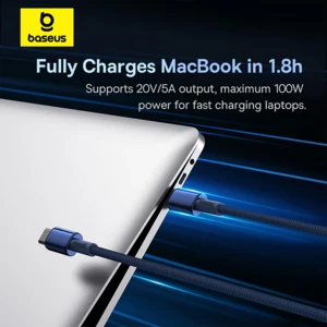 کیفیت کابل دو سر تایپ سی فست شارژ 1 متری 100 وات بیسوس