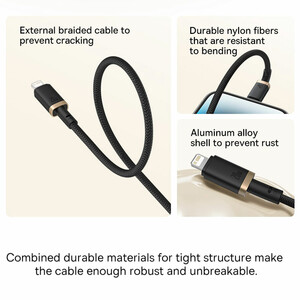 خرید کابل شارژ سریع تایپ سی به لایتنینگ 20 وات 1متری بیسوس