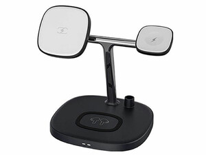 شارژر وایرلس رومیزی چهارکاره 15 وات گوشی آیفون، اپل واچ، قلم لمسی و ایرپاد ویوو M8