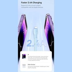 کابل شارژ سریع یو‌اس‌بی به لایتنینگ 2.4 آمپر 12 وات 1.2 متری بیسوس