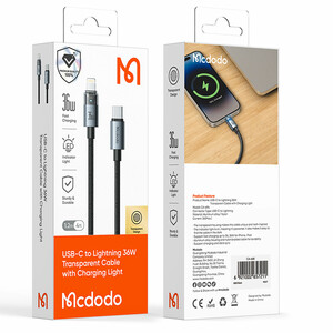 کابل شارژ سریع تایپ‌سی به لایتنینگ 36 وات 1.2 متری کارپلی مک‌دودو
