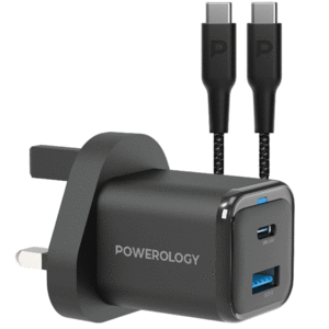 شارژر دیواری تایپ‌سی و یو‌اس‌بی 35 وات پاورولوژی PWCUQC023-C