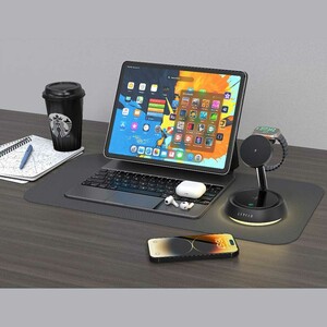 خرید شارژر وایرلس رومیزی گوشی موبایل، اپل واچ و ایرپاد لِوِلو