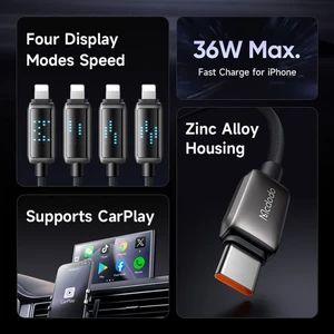 سیم شارژر کارپلی فست آیفونی تایپ سی نشانگر سرعت شارژ مک دودو