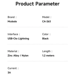 سیم شارژر کارپلی فست آیفونی تایپ سی نشانگر سرعت شارژ مک دودو