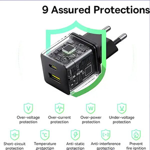 کیفیت شارژر دیواری فست تایپ‌سی و یو اس بی 30 وات بیسوس با کابل دو سر تایپ سی