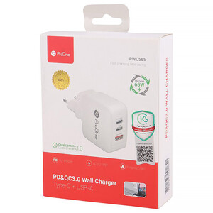 خرید شارژر دیواری سه پورت سریع 65 وات پرووان