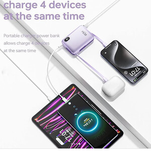 کیفیت  پاوربانک 22.5 وات 10000 راک همراه با کابل لایتنینگ و تایپ سی