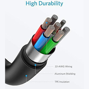 خرید کابل فست شارژ یو اس بی به لایتنینگ 90 سانتی متری انکر A8012H12