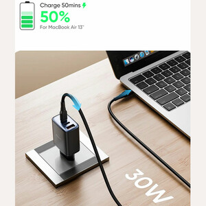 شارژر دیواری تایپ سی و یو اس بی فست شارژ 30 وات مک دودو