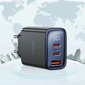 خرید شارژر دیواری تایپ سی و یو اس بی فست شارژ 30 وات مک دودو