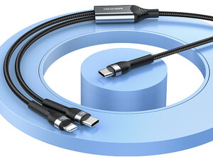 کابل تبدیل دو سر تایپ سی به لایتنینگ و تایپ سی 65 وات 1.2 متری رسی