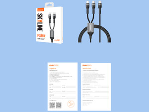 کابل تبدیل شارژ سریع دو سر تایپ سی به لایتنینگ و تایپ سی 65 وات 1.2 متری رسی