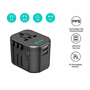 تبدیل پریز برق چندکاره و شارژر دیواری مسافرتی کوتتسی 88004