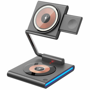 شارژر وایرلس رومیزی سه کاره  15 وات گوشی، اپل واچ و ایرپاد ویوو Wi-W023