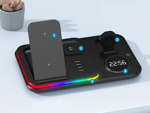 ارزانترین شارژر وایرلس و استند رومیزی 5 کاره A82 5-in-1 Wireless Charging Dock