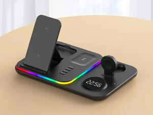 خرید ارزانترین شارژر وایرلس و استند رومیزی 5 کاره A82 5-in-1 Wireless Charging Dock