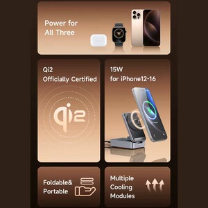 بهترین استند و شارژر بی سیم آیفون سری 12 و بالاتر 15 وات چهار کاره رومیزی تاشو مک‌دودو