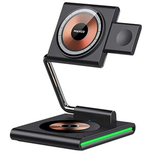 شارژ بی سیم 15 وات گوشی موبایل, ایرپادز و اپل‌واچ 3 در 1 مکسکو MW07