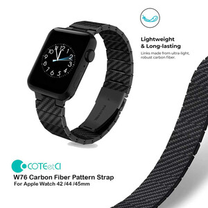 بند استیل الگوی فیبر کربن اپل واچ 38/40/41 میلی‌متری کوتتسی W76 22007