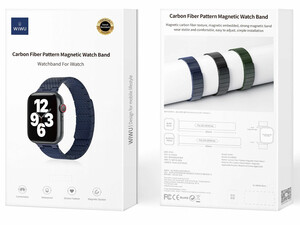 قیمت بند اپل واچ مگنتی با الگوی فیبر کربن 42، 44، 45 و 49 میلی‌متری ویوو WIWU 42/44/45/49MM Carbon Fiber pattern magnetic watch band Wi-WB009